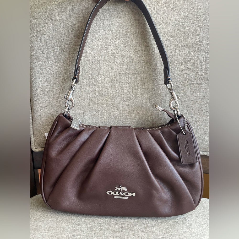 NWT！2PCS COACH TERI SHOULDER BAG WITH RUCHING（CT761）AND MEDIUM WALLET（CR791） - Picture 2 of 16
